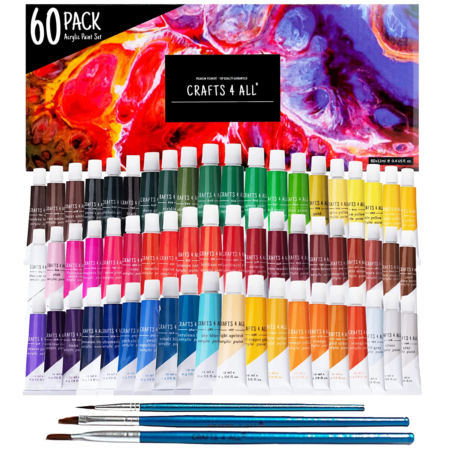 FABER-CASTELL Acrylic Paint Tube Set - Pack of 12 Shades 9ml  tubes - Acrylic colours