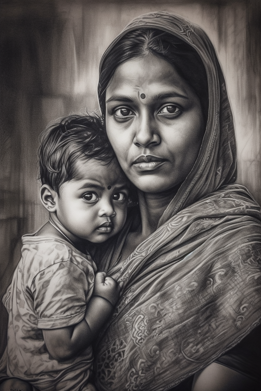 indian mother and child