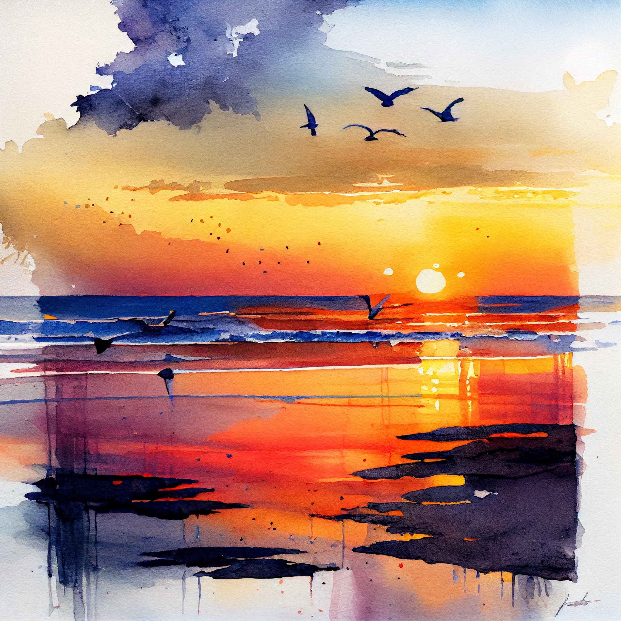 beach sunset paintings
