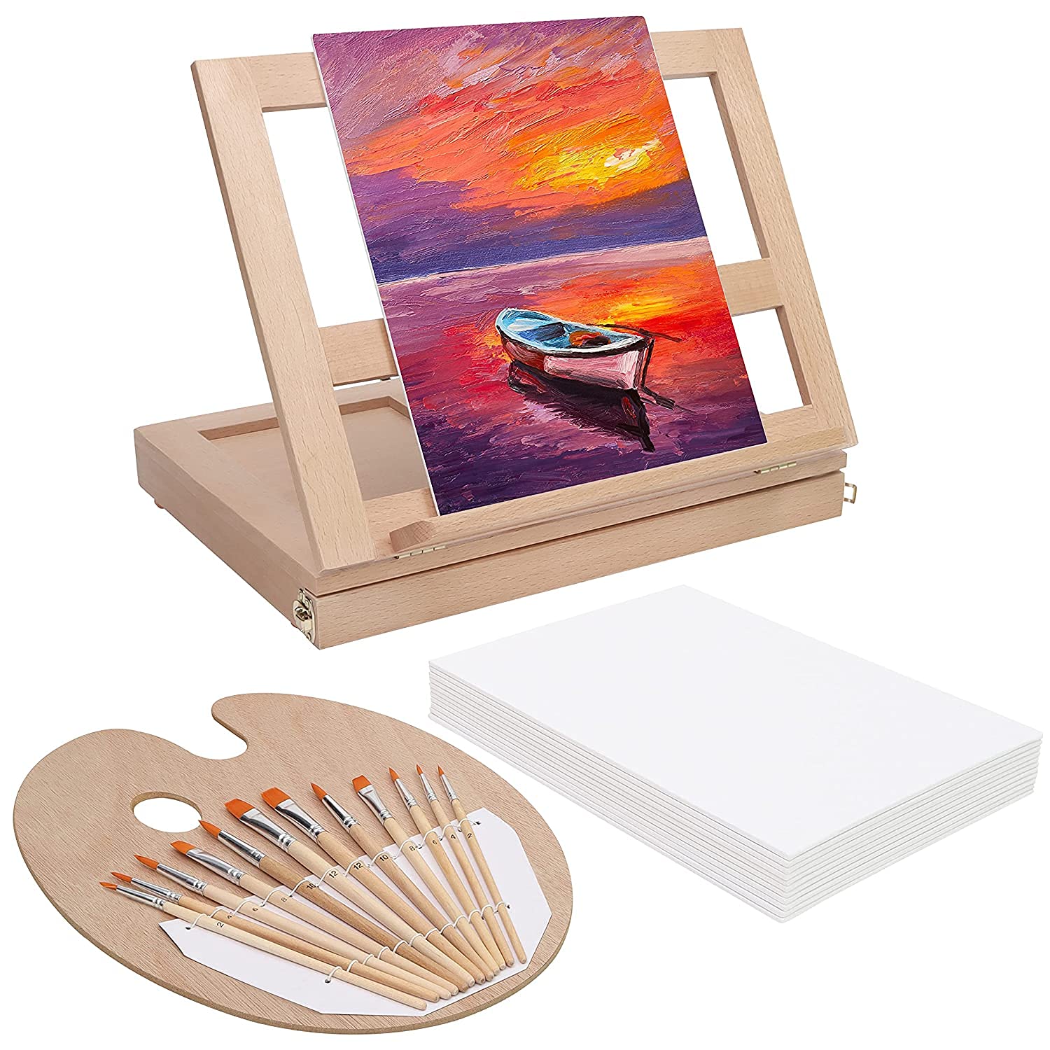 Wood Desk Easel, Easily Install Strong Durable Mini Easel Small Portable  Adjustable Top for Artists for Photo Display for Painting for Students for