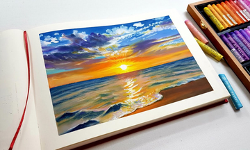 Oil Pastel Vibrant Sunset Landscape Painting for beginners, Oil Pastel  Drawing