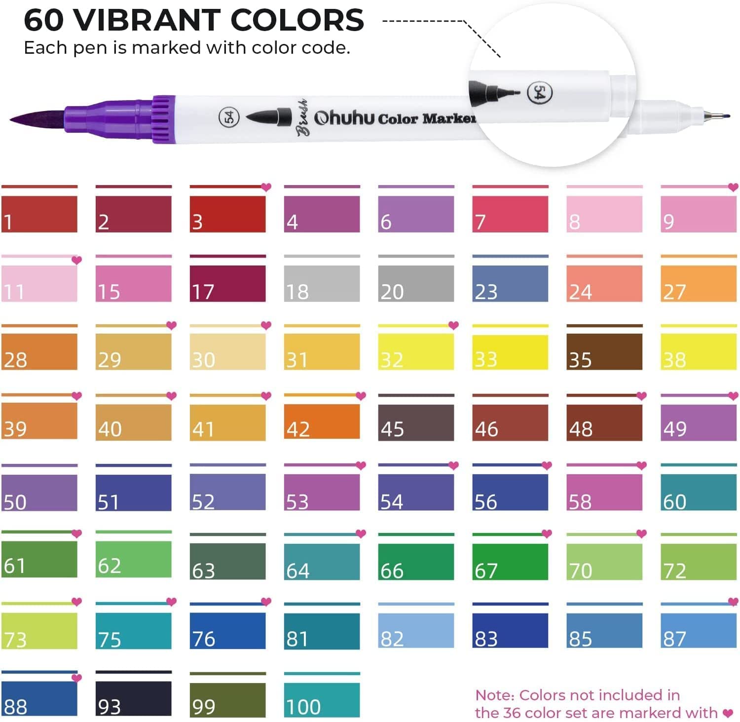 Agptek 100 Colors Dual Tip Brush Pens