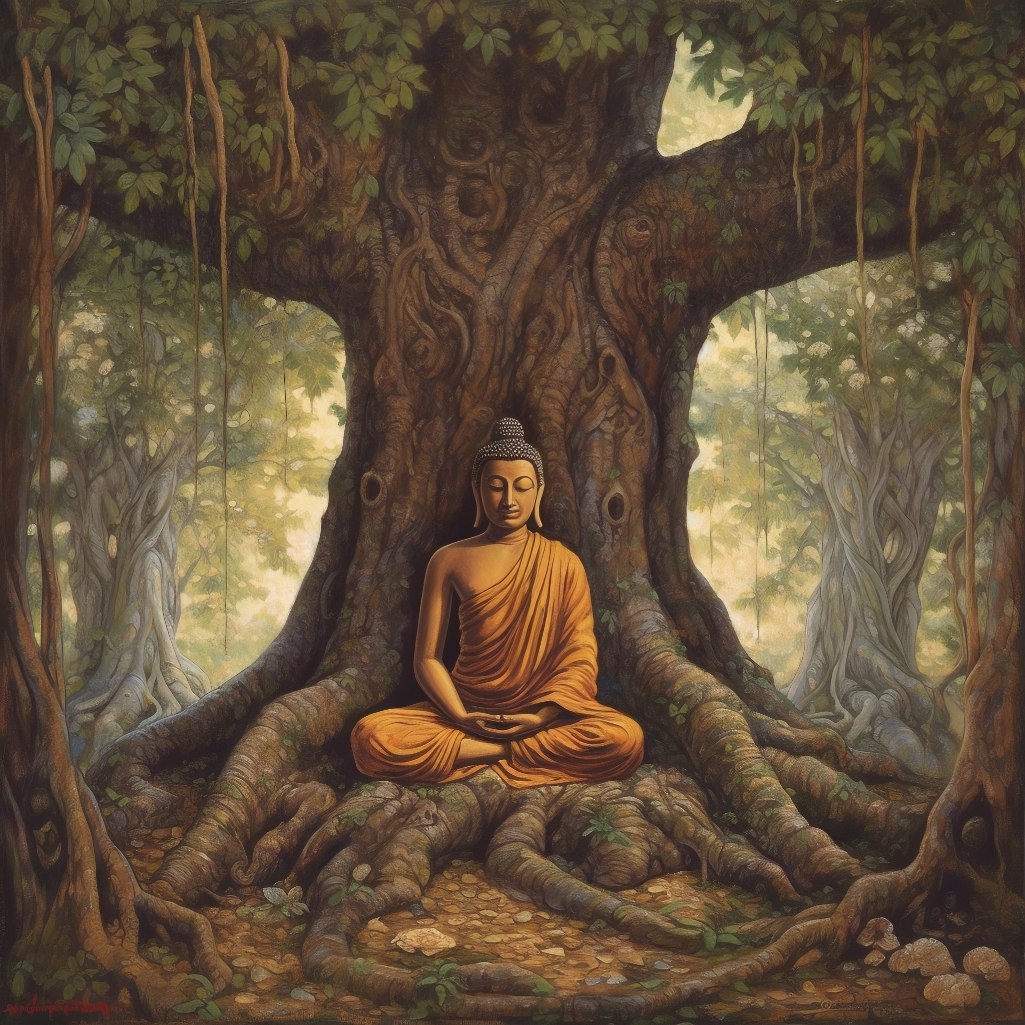 Painting Of Floating Frame In Lord Buddha In Oil  GranNino