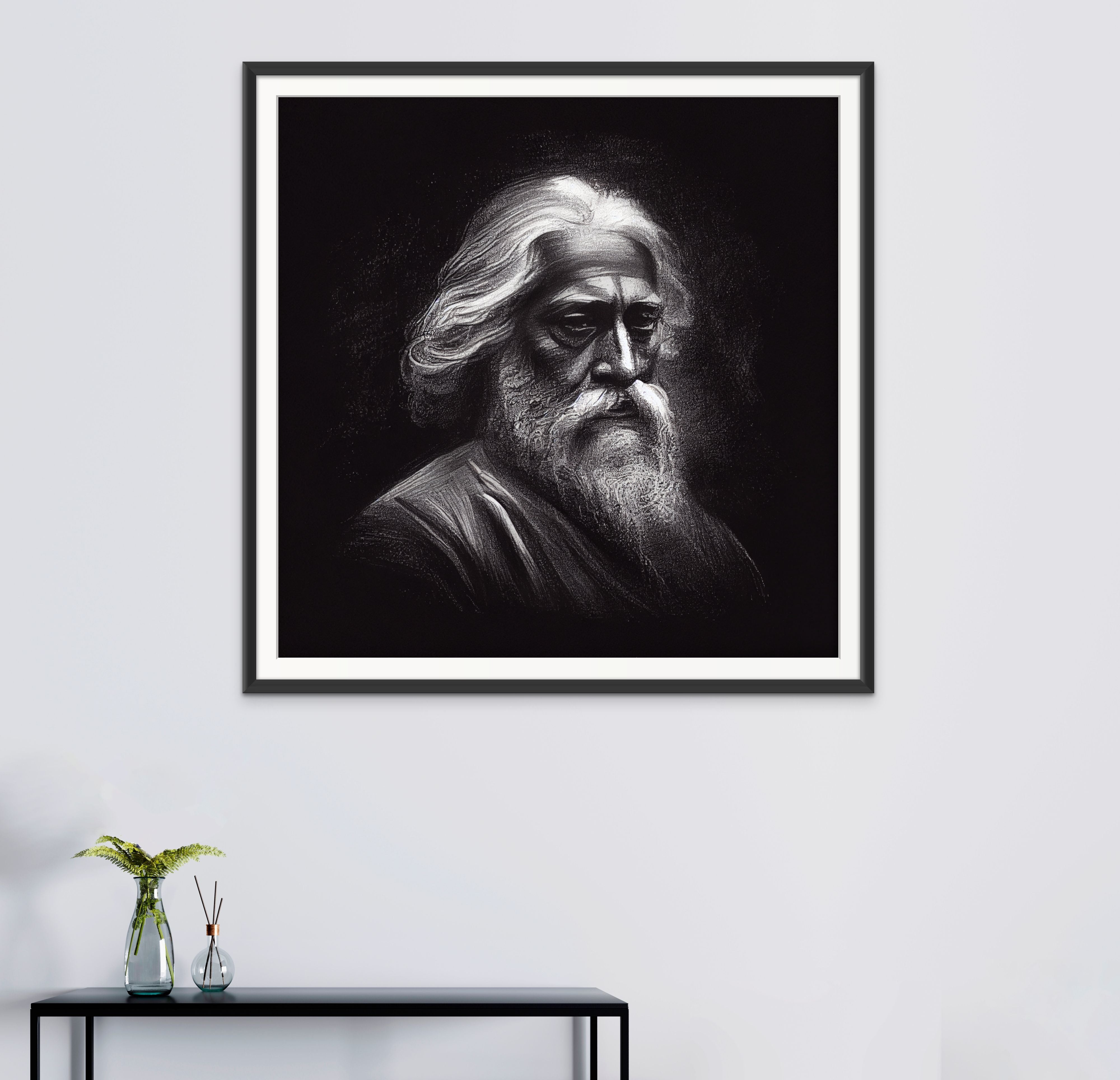 Portrait of Rabindranath Tagore Painting by Riddhima Kar