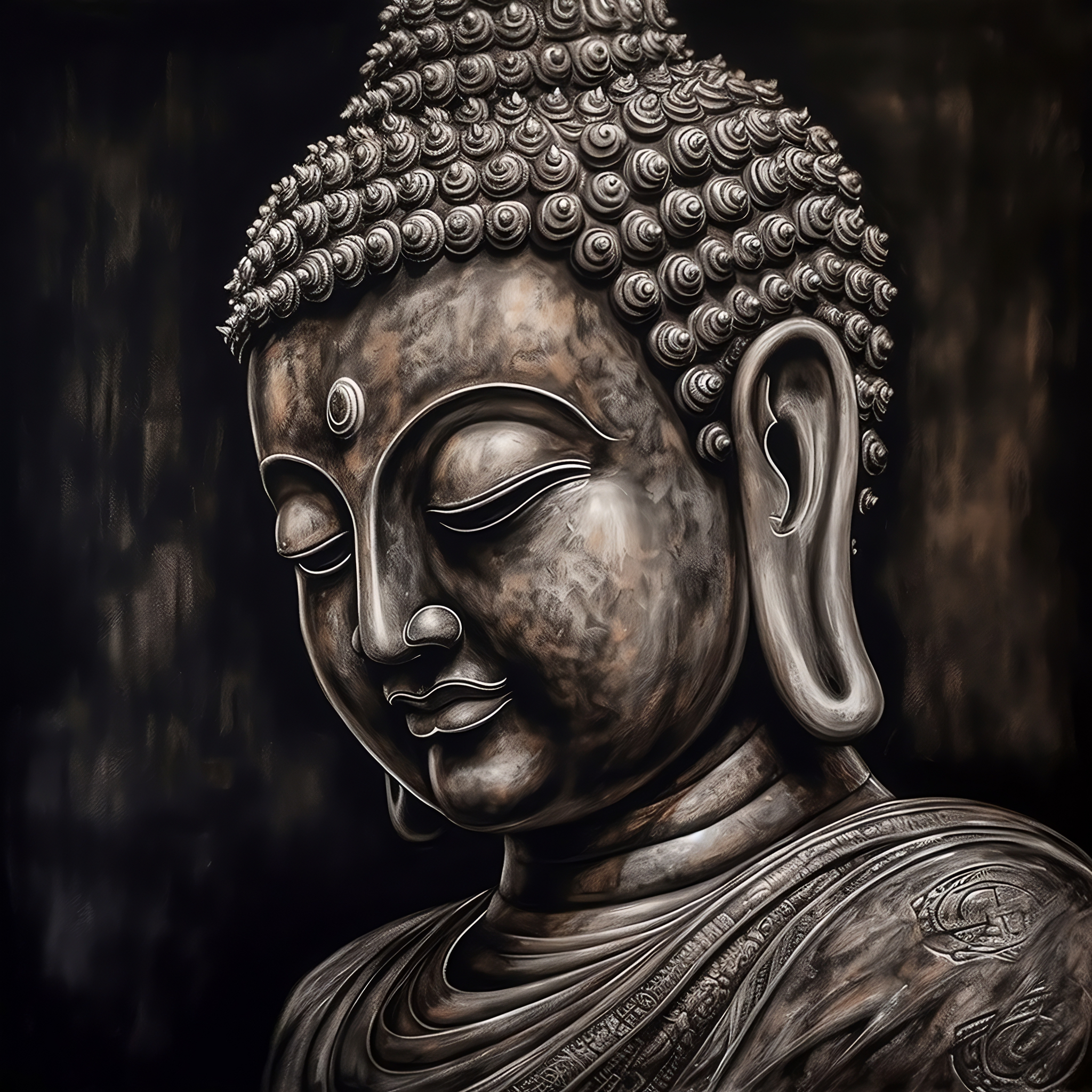 Lord Buddha Statue Drawing by Sindhanai Malarvizhi - Pixels