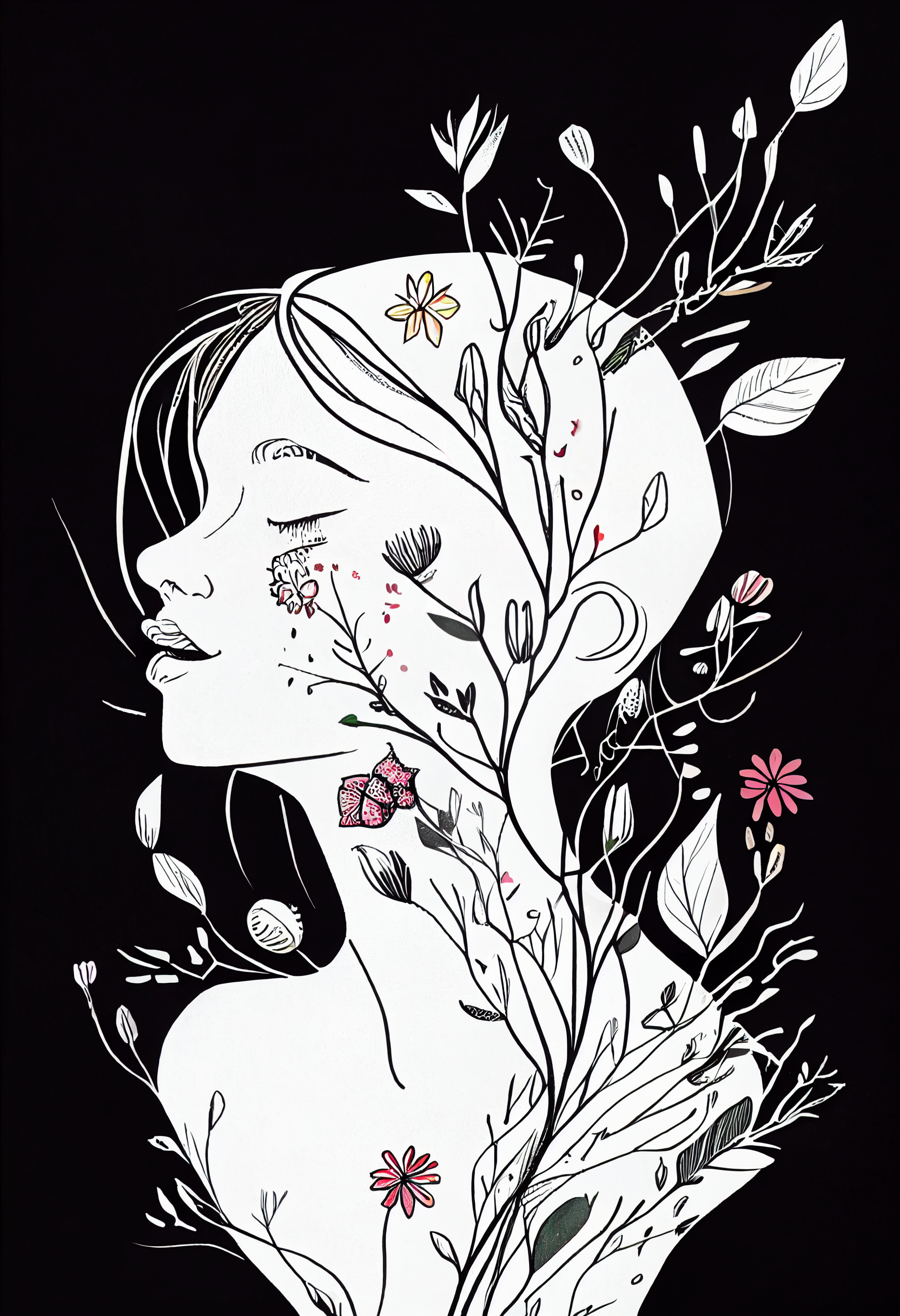 Premium Vector | Hand drawn woman and flowers