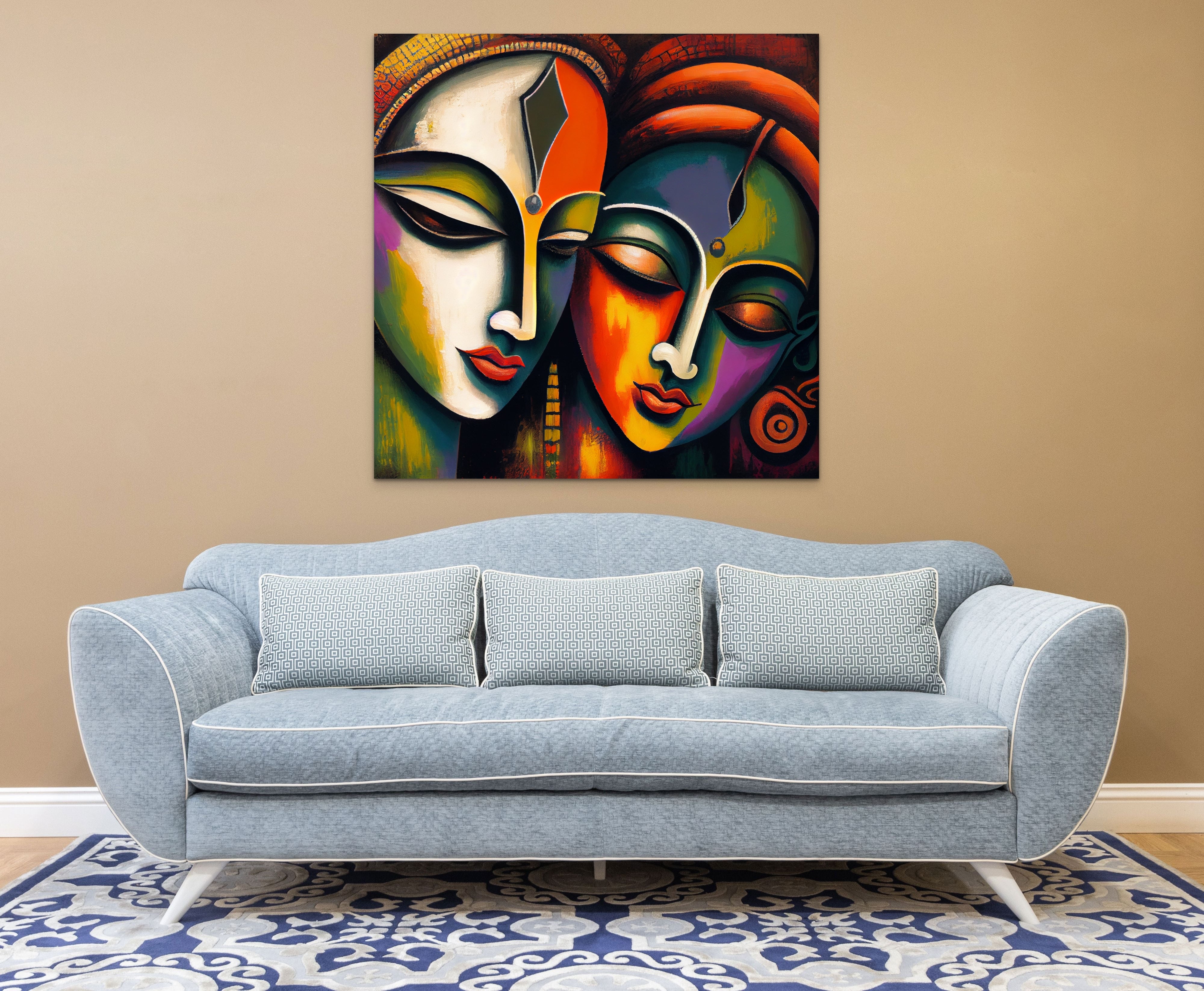 Matte Synthetic Wood Radha Krishna Canvas Art Wall Painting, Size:  36x30inch at Rs 9000 in New Delhi
