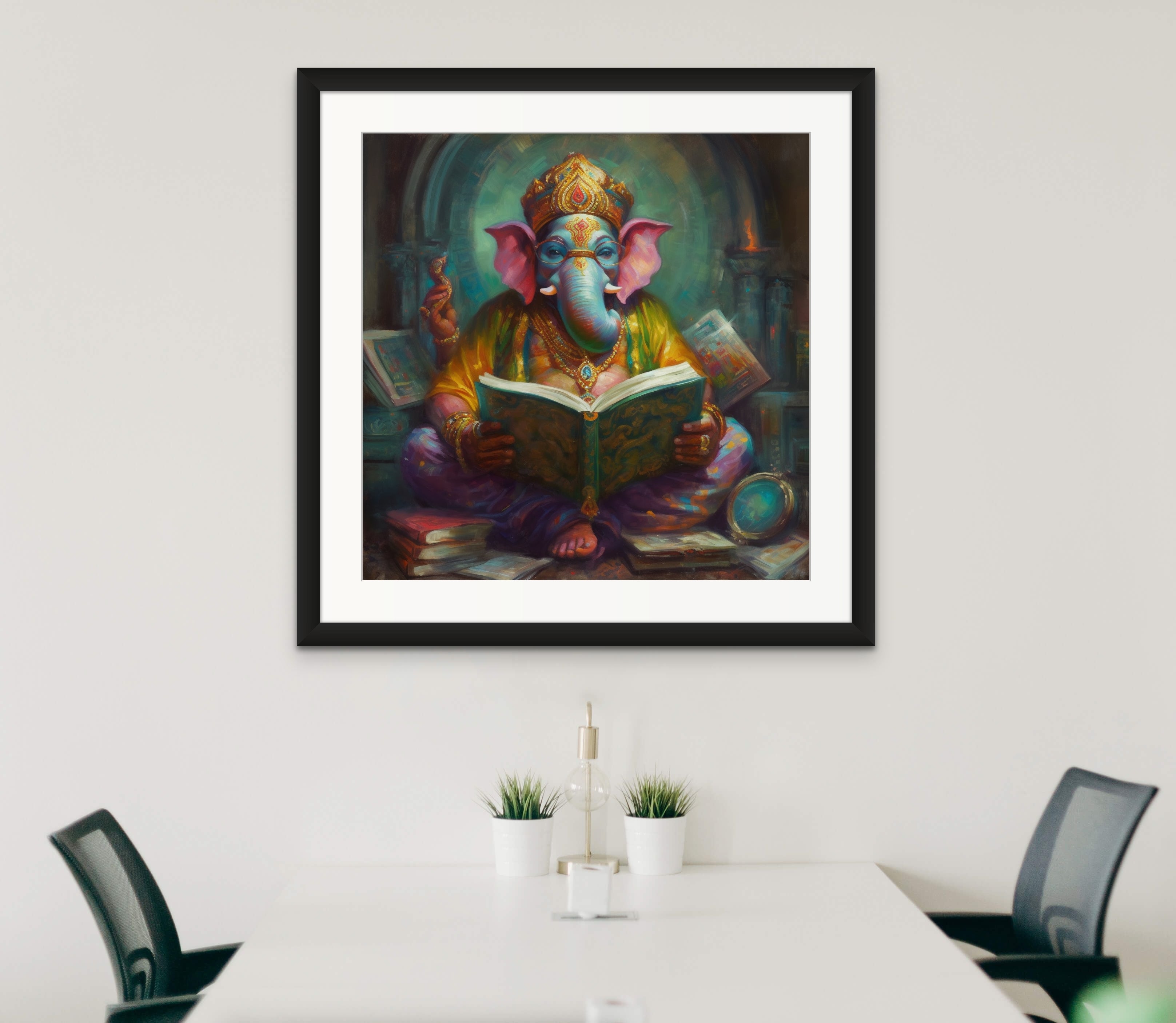 The Seven Colours Beautiful Ganesha Painting Photo Frame Canvas Abstract  Modern Wall Art Decor Ganesh Ji Painting for Living Room (With Frame) (24  By 24 Inches) : Amazon.in: Home & Kitchen