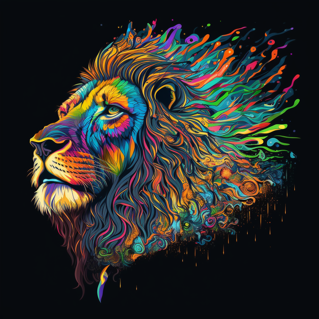 Abstract Colorful Lion Animal modern mural wallpaper - TenStickers