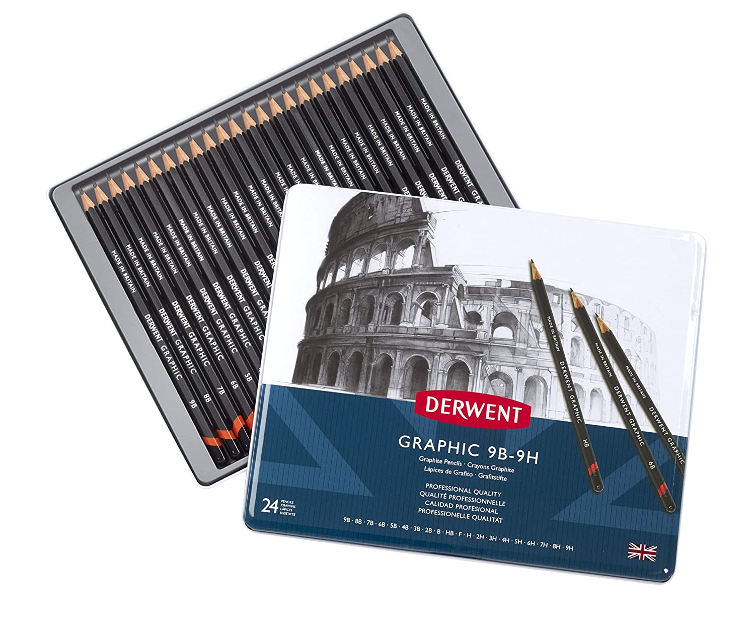 Derwent Graphite Pencils Set, 9B-9H (Set of 24)